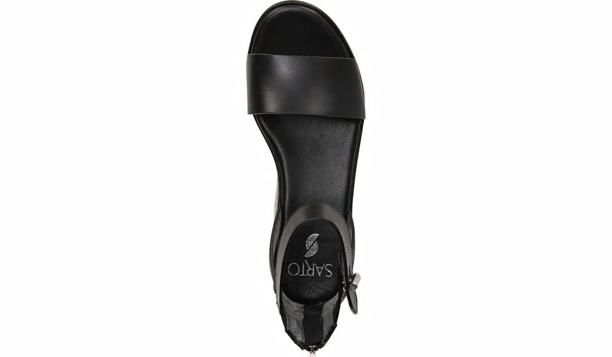 Franco Sarto Sarto Messina Espadrille Wedge Sandal Black Leather