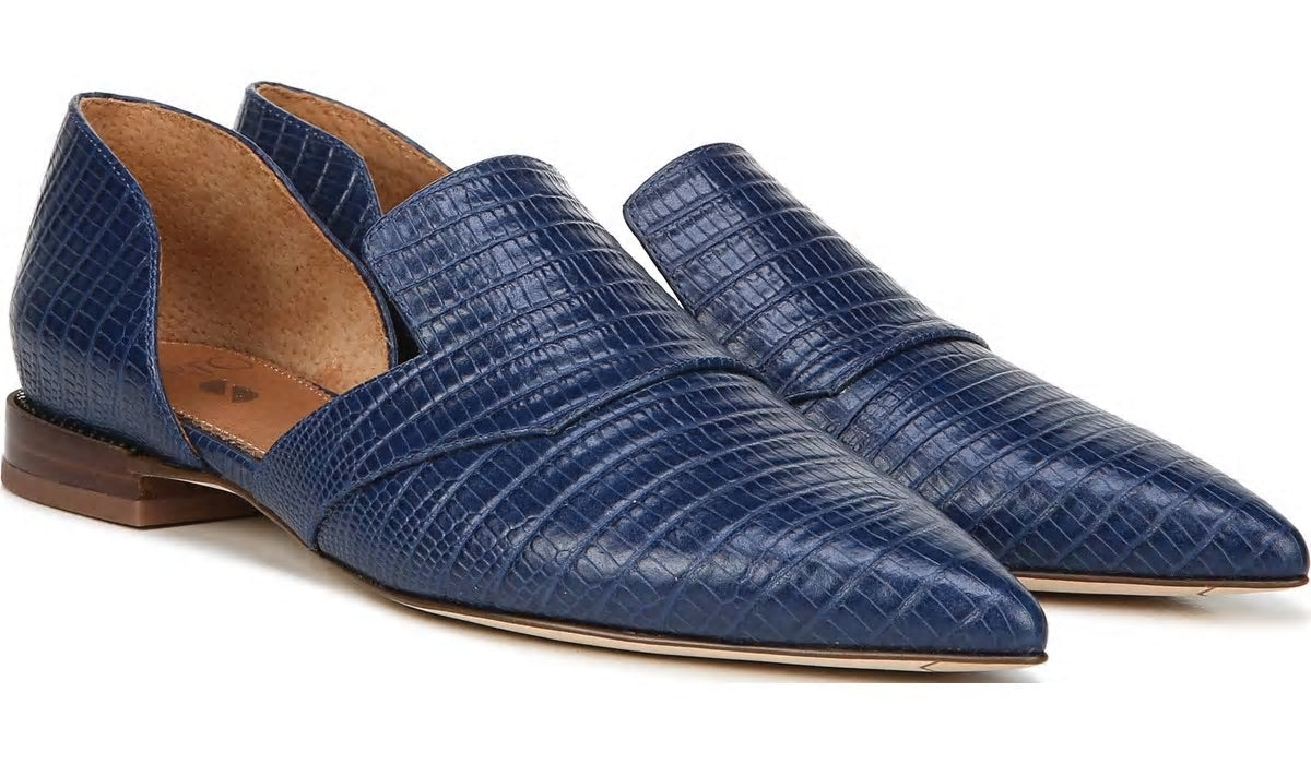 Franco Sarto Sarto Toby D'Orsay Flat Navy Snake Print Leather
