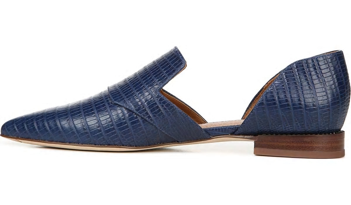 Franco Sarto Sarto Toby D'Orsay Flat Navy Snake Print Leather