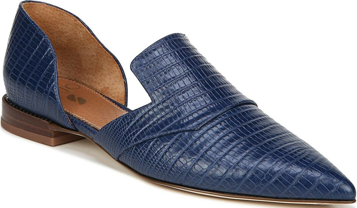 Franco Sarto Sarto Toby D'Orsay Flat Navy Snake Print Leather