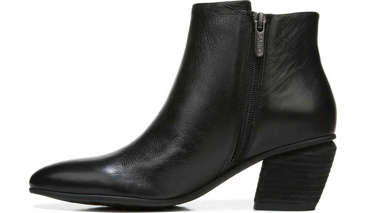 Franco Sarto Sarto Kinga Block Heel Bootie Black Leather