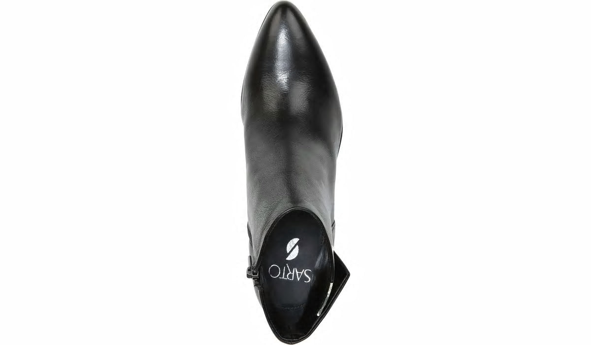 Franco Sarto Sarto Kinga Block Heel Bootie Black Leather