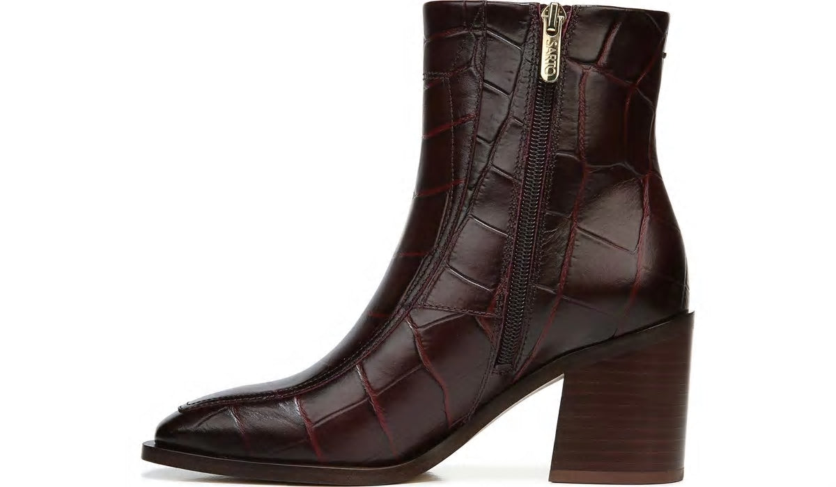 Franco Sarto Sarto Romana Block Heel Bootie Burgundy Leather