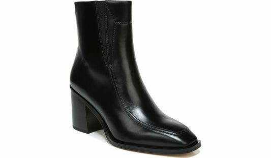 Franco Sarto Sarto Romana Block Heel Bootie Black Leather