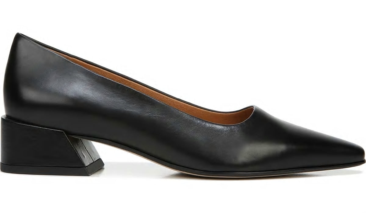 Franco Sarto Sarto Modena Block Heel Pump Black Leather