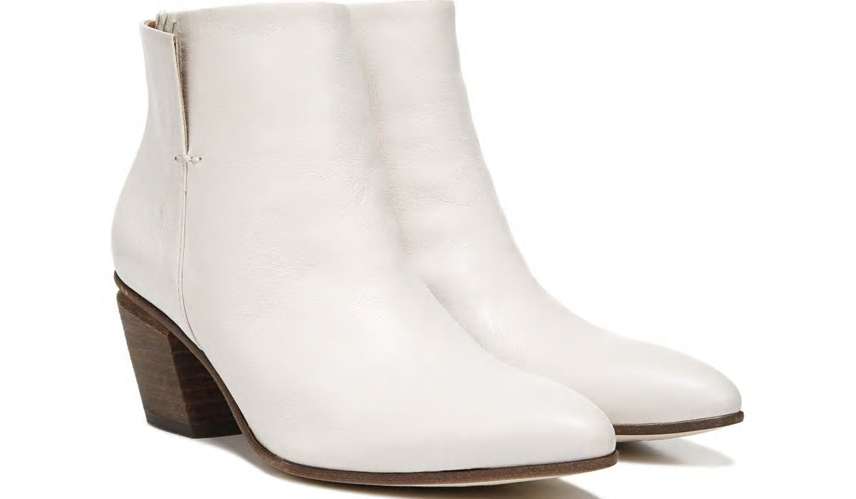 Franco Sarto Sarto Kinga Block Heel Bootie Ecru Leather