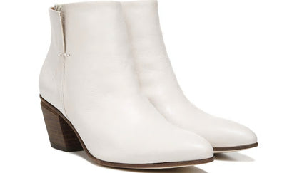 Franco Sarto Sarto Kinga Block Heel Bootie Ecru Leather