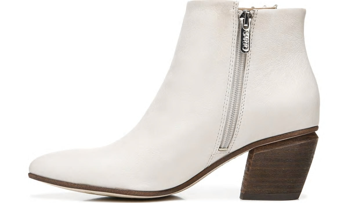Franco Sarto Sarto Kinga Block Heel Bootie Ecru Leather
