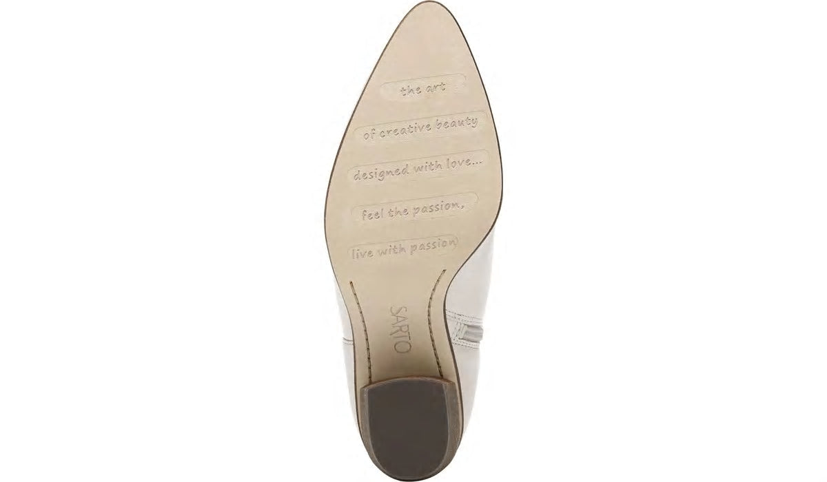 Franco Sarto Sarto Kinga Block Heel Bootie Ecru Leather