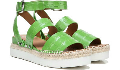 Franco Sarto Sarto Calvin Wedge Sandal Green Crocco Leather
