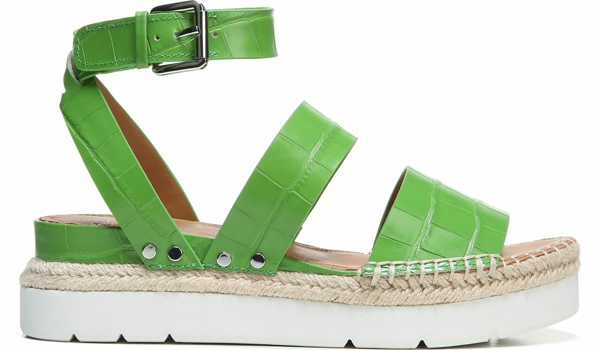 Franco Sarto Sarto Calvin Wedge Sandal Green Crocco Leather