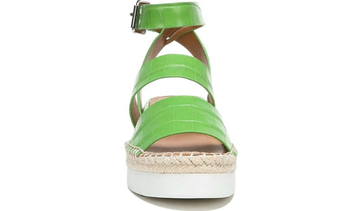 Franco Sarto Sarto Calvin Wedge Sandal Green Crocco Leather