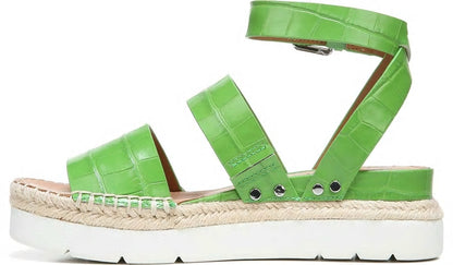 Franco Sarto Sarto Calvin Wedge Sandal Green Crocco Leather