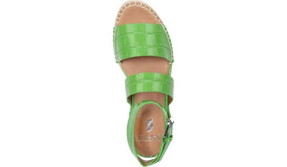 Franco Sarto Sarto Calvin Wedge Sandal Green Crocco Leather