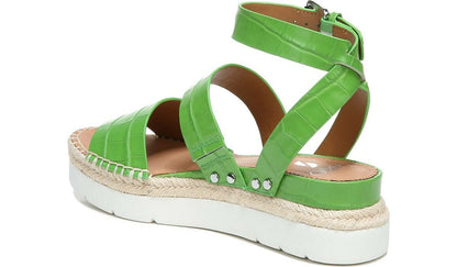 Franco Sarto Sarto Calvin Wedge Sandal Green Crocco Leather