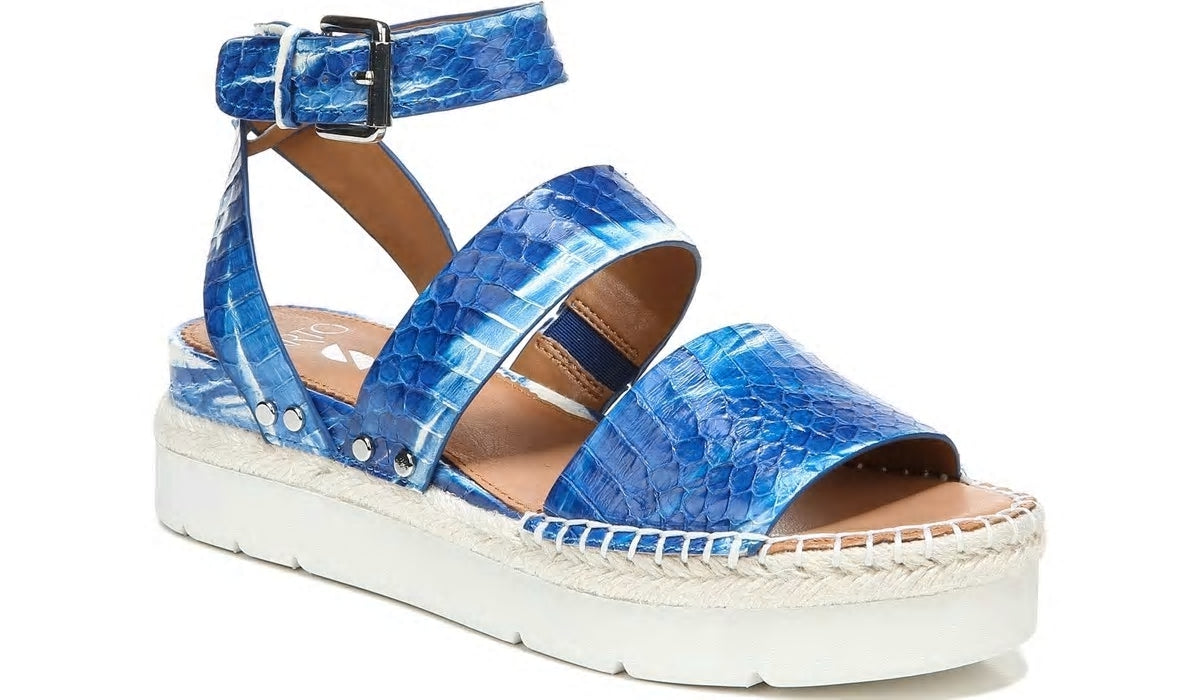 Franco Sarto Sarto Calvin Wedge Sandal Blue Snake Leather