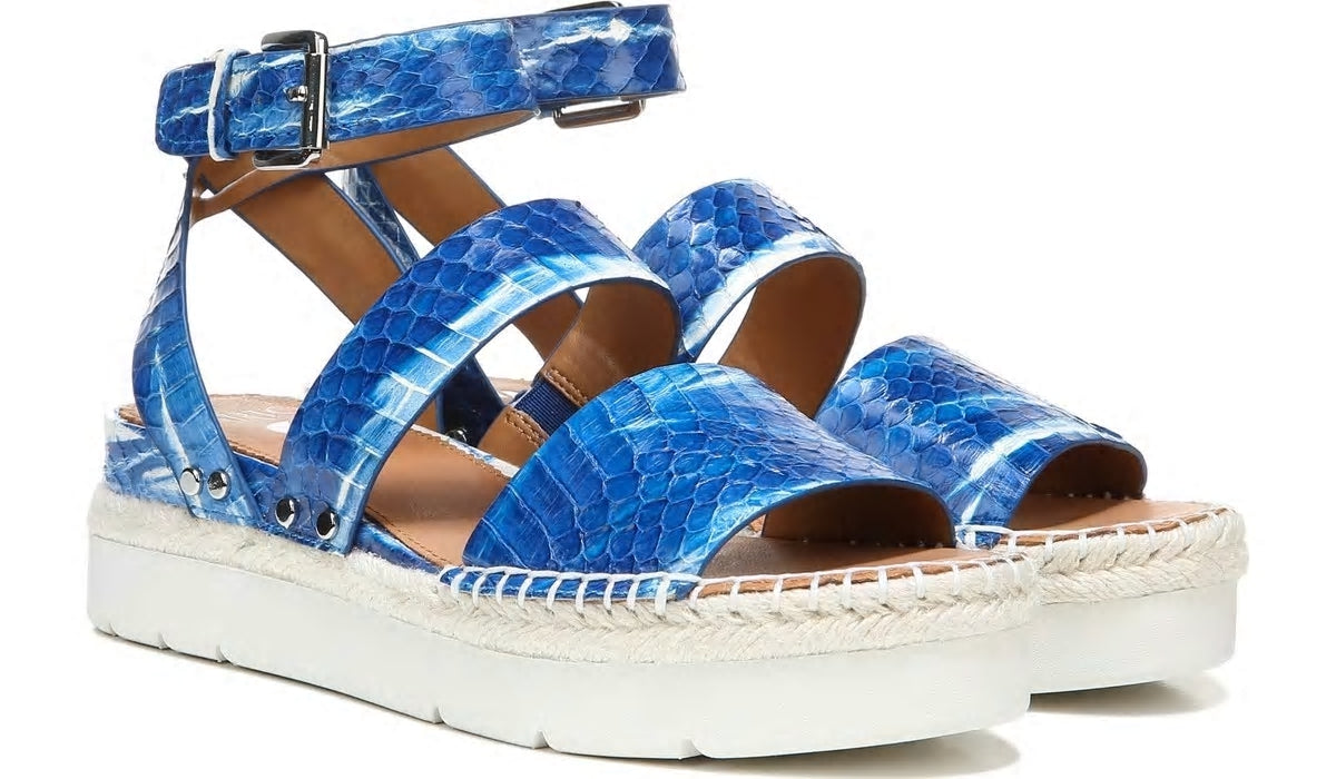 Franco Sarto Sarto Calvin Wedge Sandal Blue Snake Leather