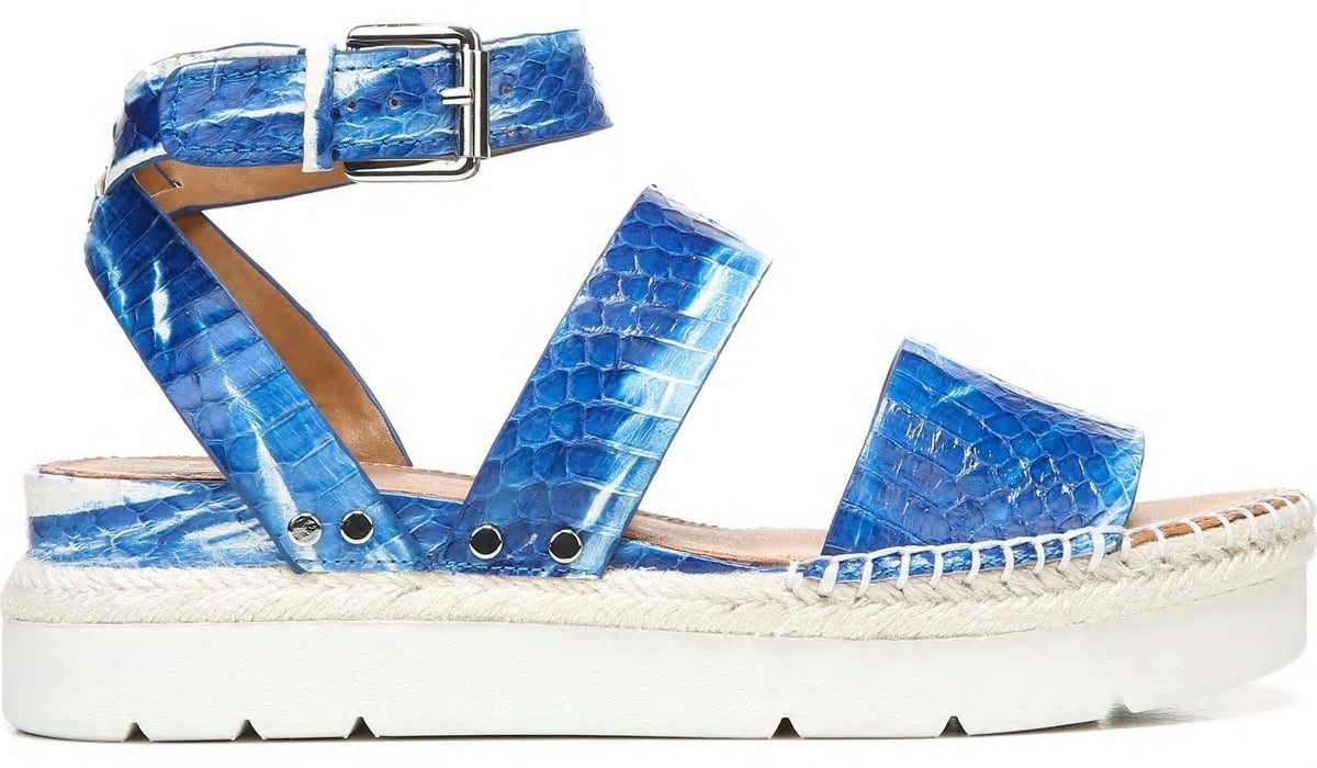 Franco Sarto Sarto Calvin Wedge Sandal Blue Snake Leather