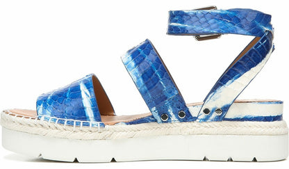 Franco Sarto Sarto Calvin Wedge Sandal Blue Snake Leather