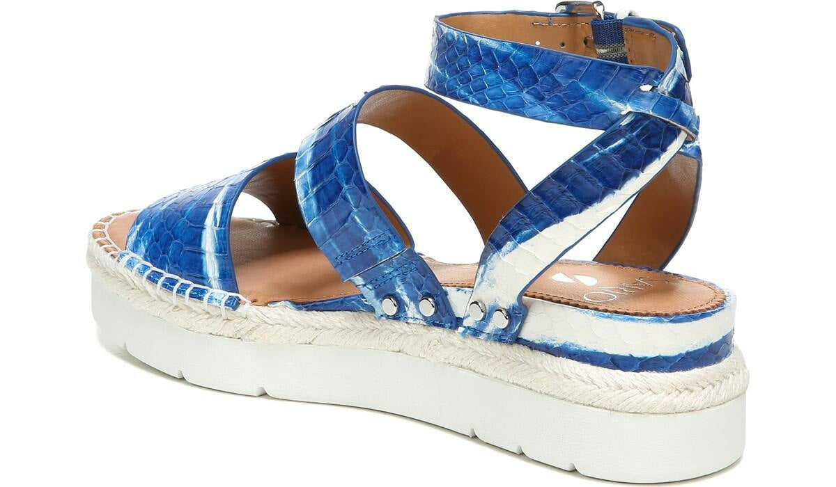 Franco Sarto Sarto Calvin Wedge Sandal Blue Snake Leather