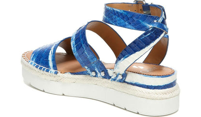 Franco Sarto Sarto Calvin Wedge Sandal Blue Snake Leather