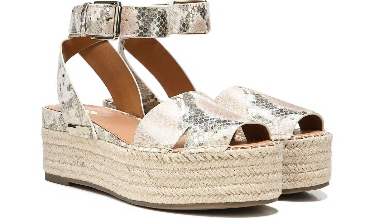 Franco Sarto Sarto Lexie Espadrille Platform Sandal Dusty Rose Snake Leather