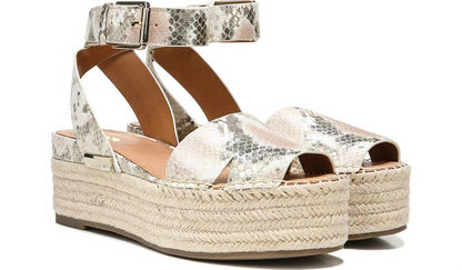 Franco Sarto Sarto Lexie Espadrille Platform Sandal Dusty Rose Snake Leather