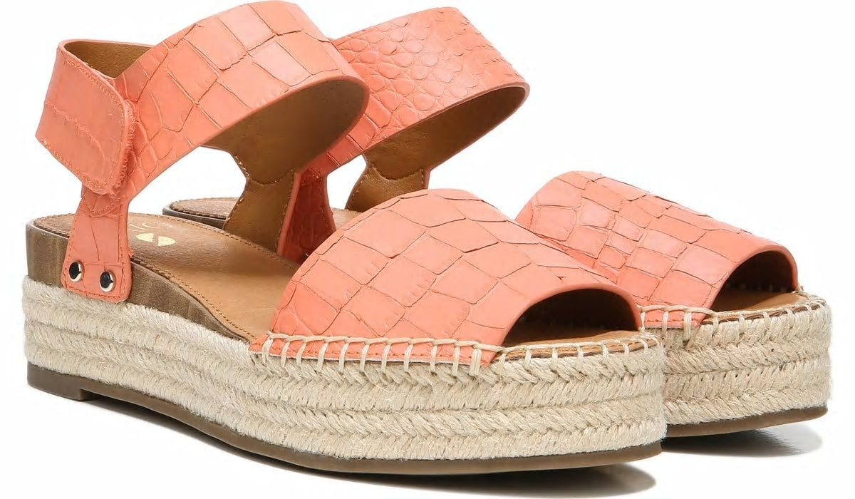 Franco Sarto Sarto Oak Espadrille Sandal Coral Crocco Leather