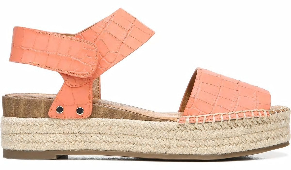 Franco Sarto Sarto Oak Espadrille Sandal Coral Crocco Leather