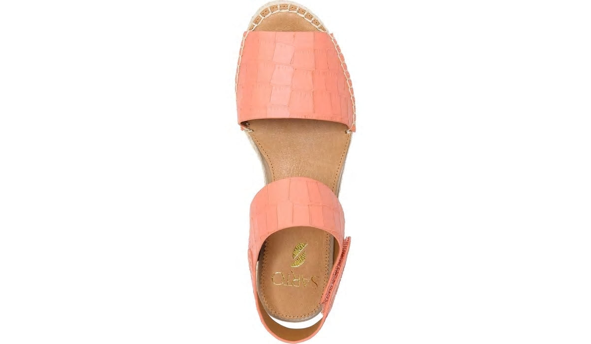 Franco Sarto Sarto Oak Espadrille Sandal Coral Crocco Leather