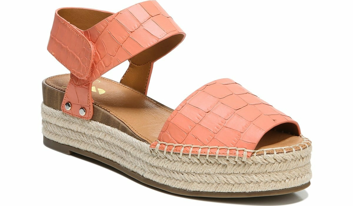 Franco Sarto Sarto Oak Espadrille Sandal Coral Crocco Leather
