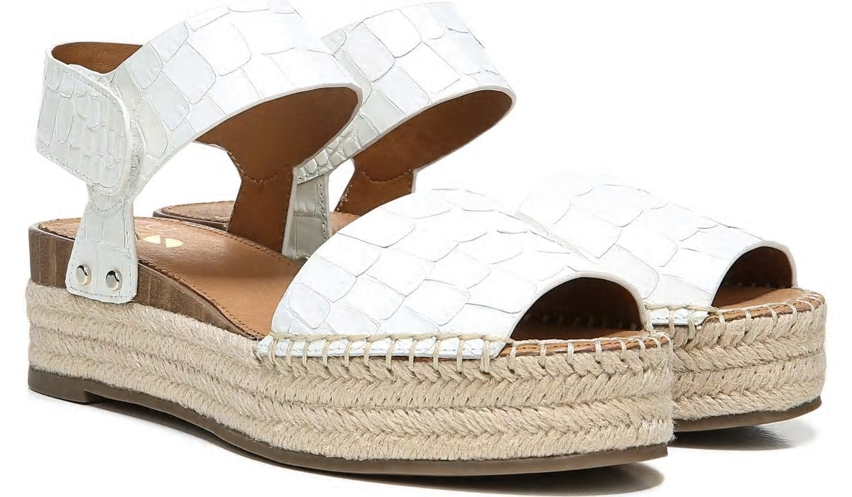 Franco Sarto Sarto Oak Espadrille Sandal White Crocco Leather