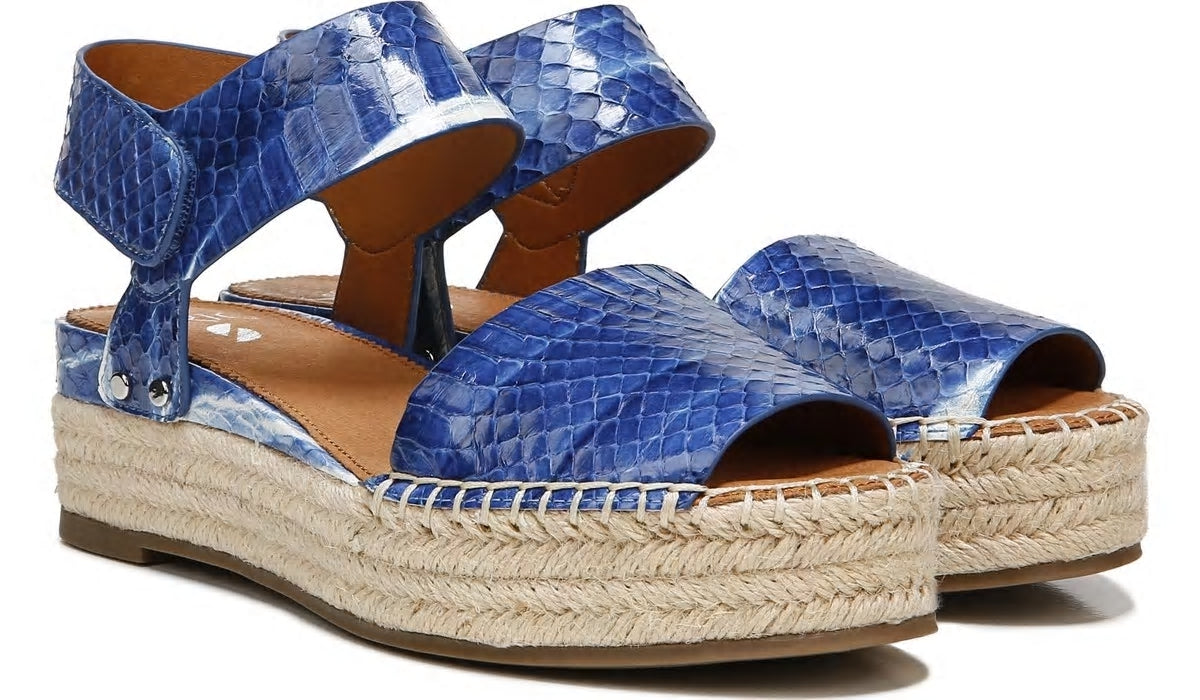 Franco Sarto Sarto Oak 3 Espadrille Sandal Blue Snake Leather