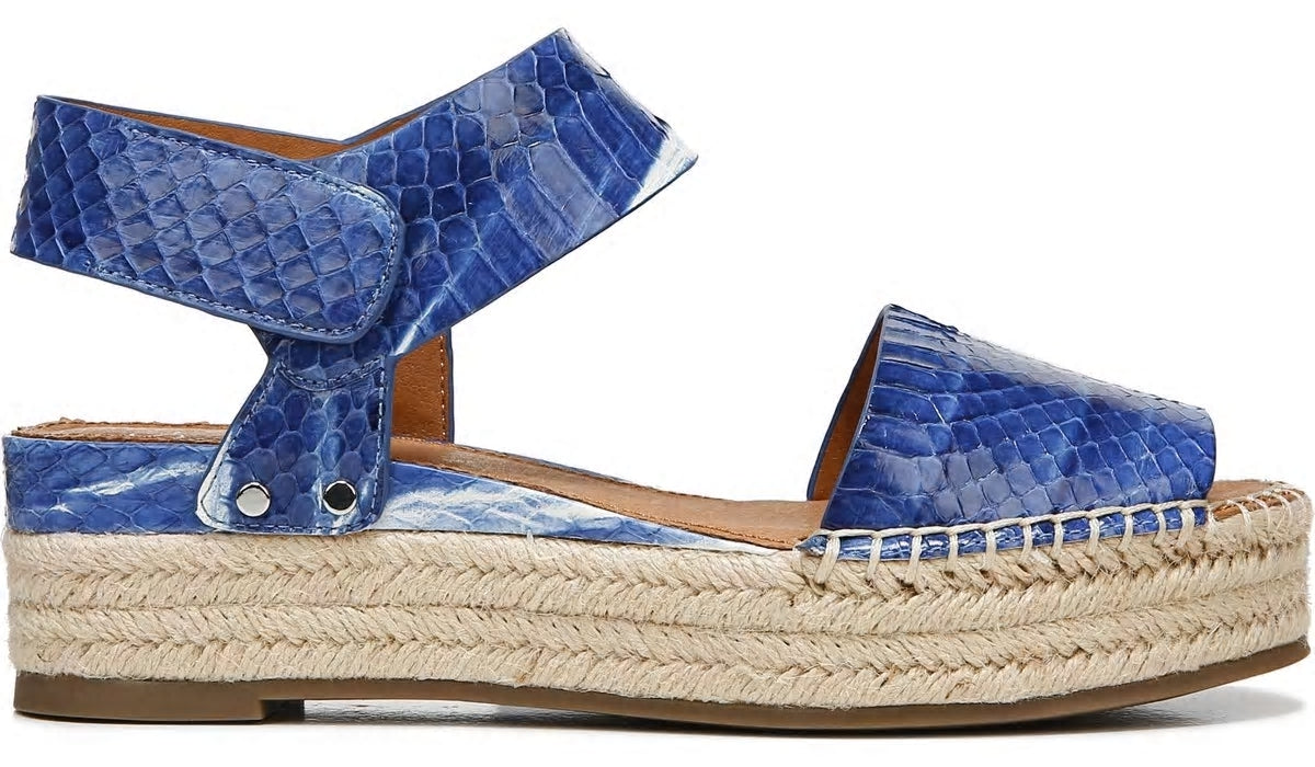 Franco Sarto Sarto Oak 3 Espadrille Sandal Blue Snake Leather