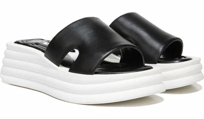 Franco Sarto Sarto Vina Platform Slide Sandal Black Leather
