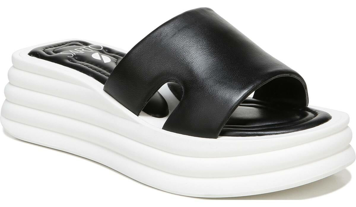 Franco Sarto Sarto Vina Platform Slide Sandal Black Leather