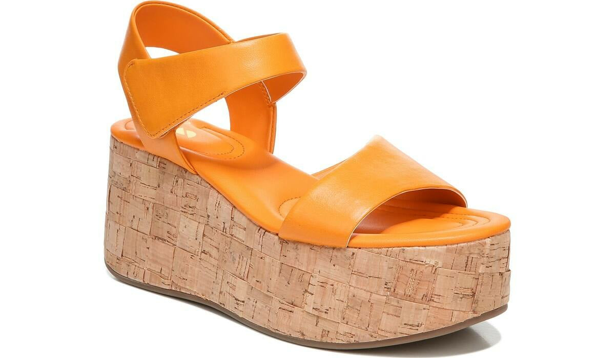 Franco Sarto Sarto Demi 2 Platform Wedge Sandal Orange Leather