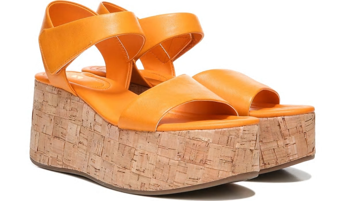 Franco Sarto Sarto Demi 2 Platform Wedge Sandal Orange Leather