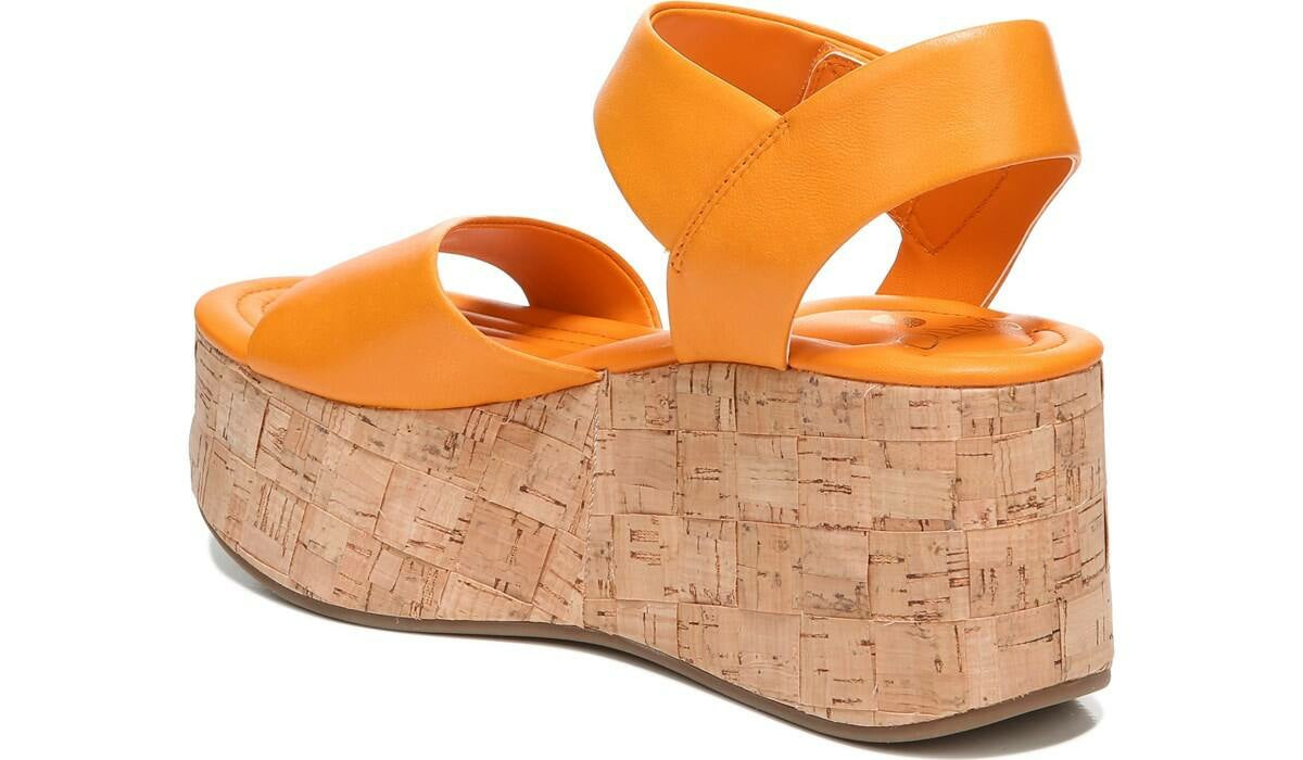 Franco Sarto Sarto Demi 2 Platform Wedge Sandal Orange Leather