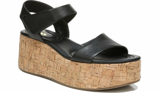 Franco Sarto Sarto Demi 2 Platform Wedge Sandal Black Leather