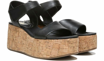 Franco Sarto Sarto Demi 2 Platform Wedge Sandal Black Leather