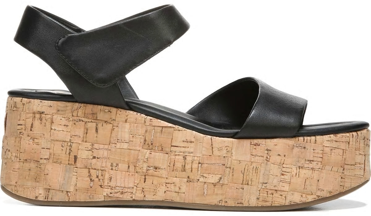 Franco Sarto Sarto Demi 2 Platform Wedge Sandal Black Leather