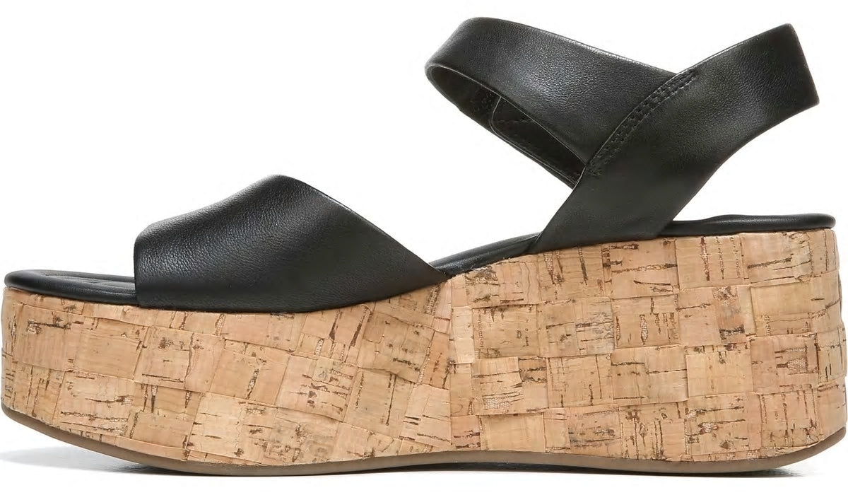 Franco Sarto Sarto Demi 2 Platform Wedge Sandal Black Leather