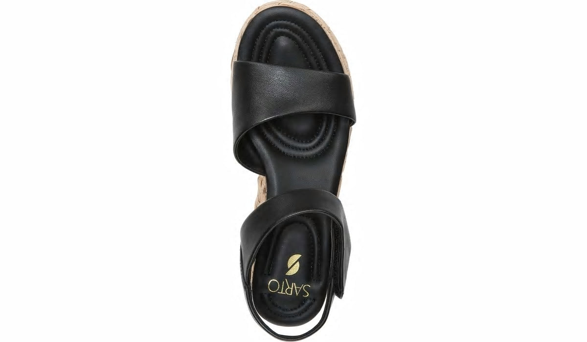 Franco Sarto Sarto Demi 2 Platform Wedge Sandal Black Leather