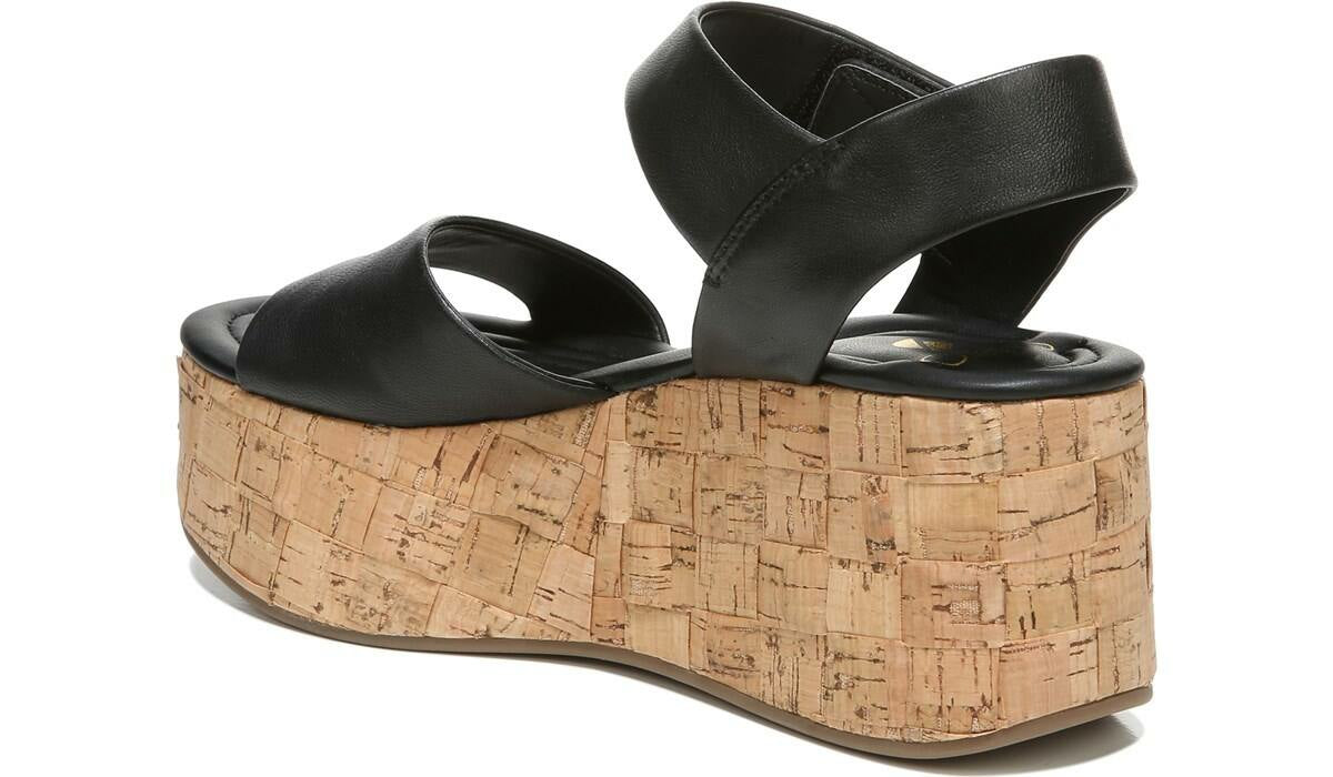Franco Sarto Sarto Demi 2 Platform Wedge Sandal Black Leather