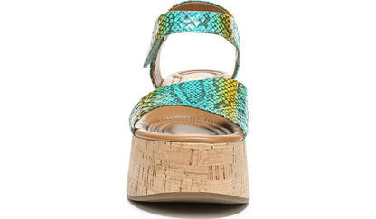 Franco Sarto Sarto Demi 3 Platform Wedge Sandal Aqua Multi Leather