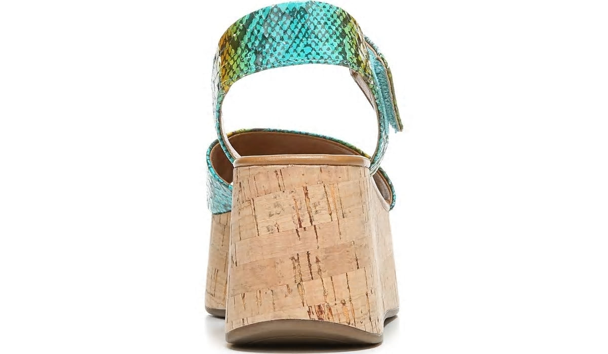 Franco Sarto Sarto Demi 3 Platform Wedge Sandal Aqua Multi Leather