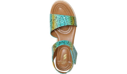 Franco Sarto Sarto Demi 3 Platform Wedge Sandal Aqua Multi Leather