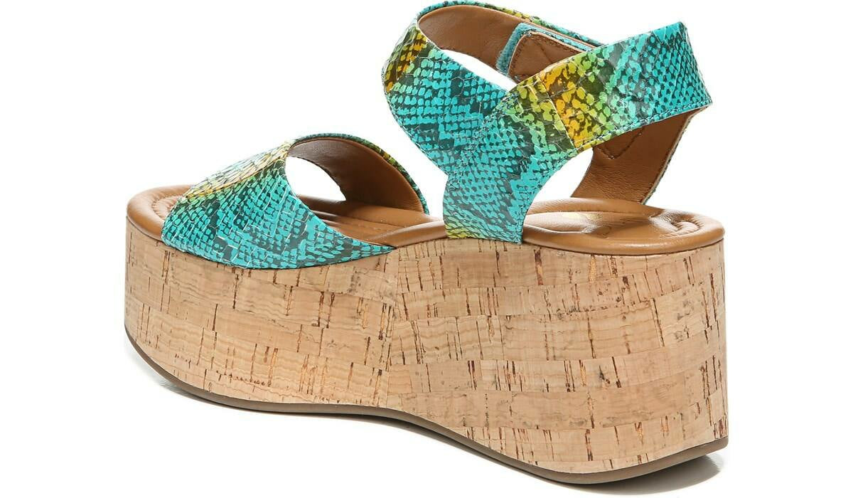 Franco Sarto Sarto Demi 3 Platform Wedge Sandal Aqua Multi Leather
