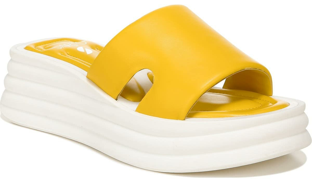 Franco Sarto Sarto Vina Platform Slide Sandal Yellow Leather